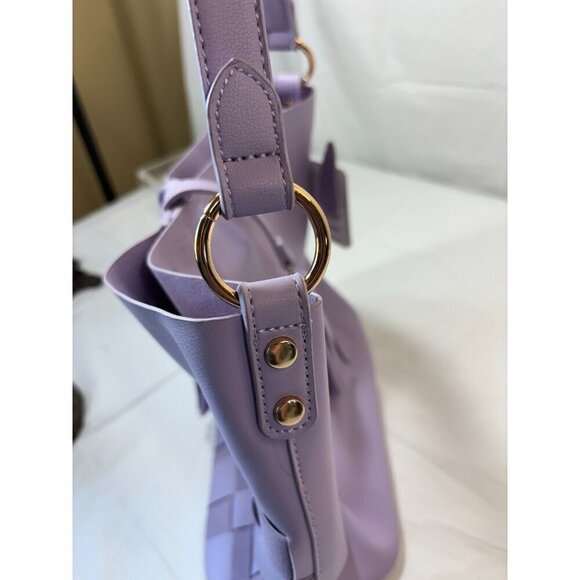 Mello World PURPLE BASKET WEAVE BUCKET BAG Purse/ Shoulder Bag - Picture 10 of 14